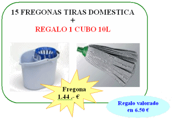 15 FREGONAS TIRAS DOMESTICA+REGALO 1 CUBO 10L
